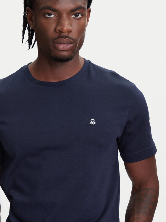 United Colors Of Benetton United Colors Of Benetton Póló 3M4WU1088 Sötétkék Relaxed Fit