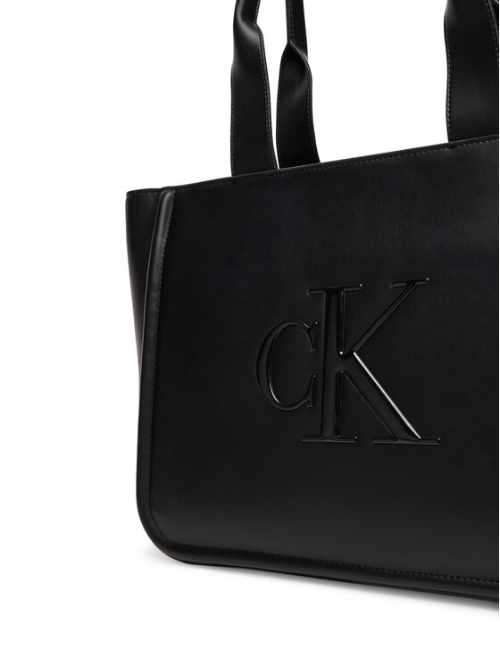 Calvin Klein Geantă Calvin Klein Bold Ck Medium Tote LV04F3218G Negru