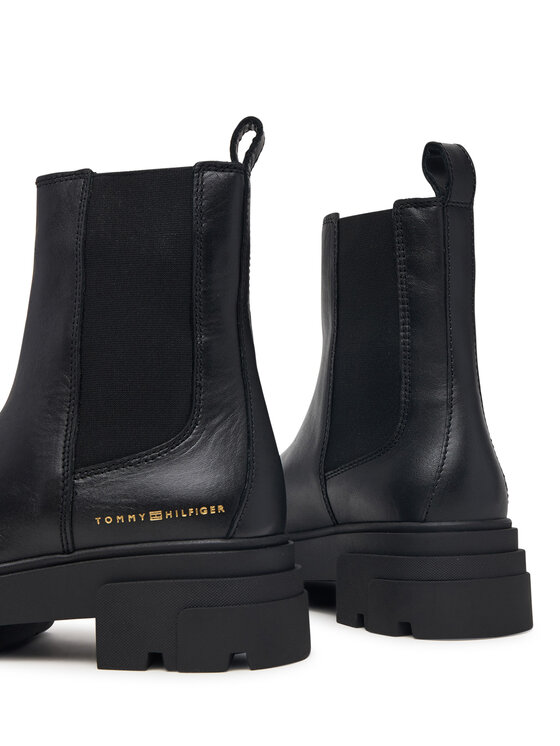Tommy Hilfiger Bokacsizma Tommy Hilfiger Leather Chunky Chelsea Boot FW0FW09679 Fekete