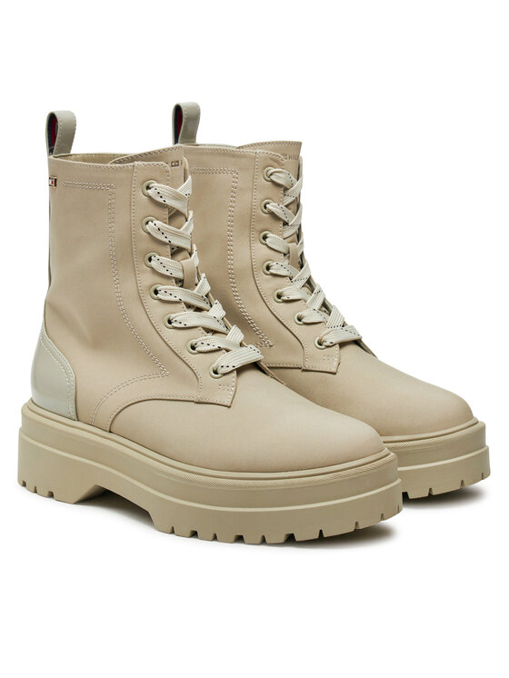 Tommy Hilfiger Pohodni čevlji Tommy Hilfiger Flag Ventile Lace Up Boot FW0FW08287 Bež