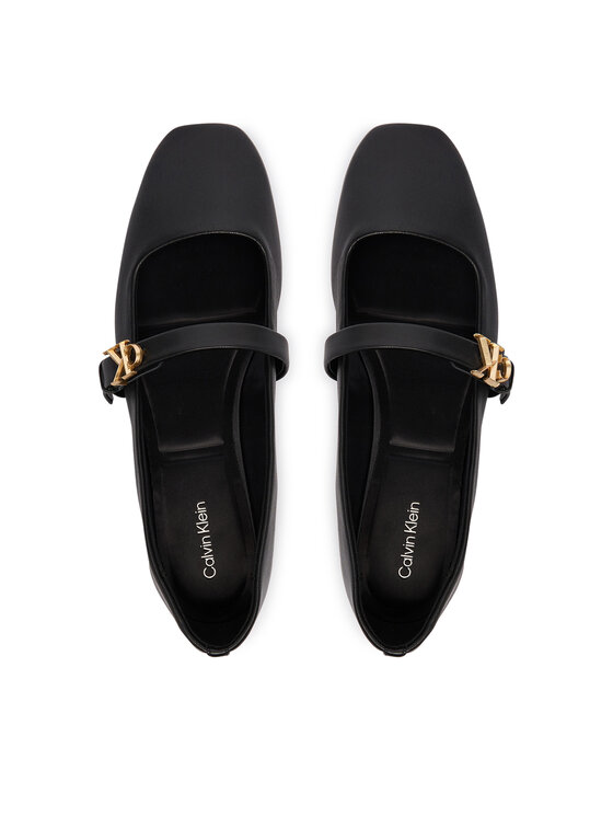 Calvin Klein Balerina Calvin Klein Squared Ballerina Mj Lth Mg Hdw HW0HW03430 Fekete