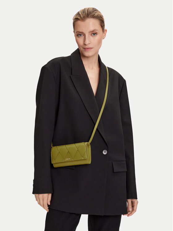 Calvin Klein Ročna torba Calvin Klein Ck Woven Convertible Wallet Bag K60K612970 Zelena