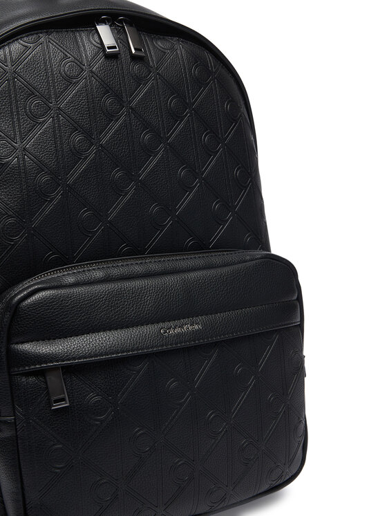 Calvin Klein Раница Calvin Klein Emblem Aop Deboss Round Backpack LV04D3560G Черен