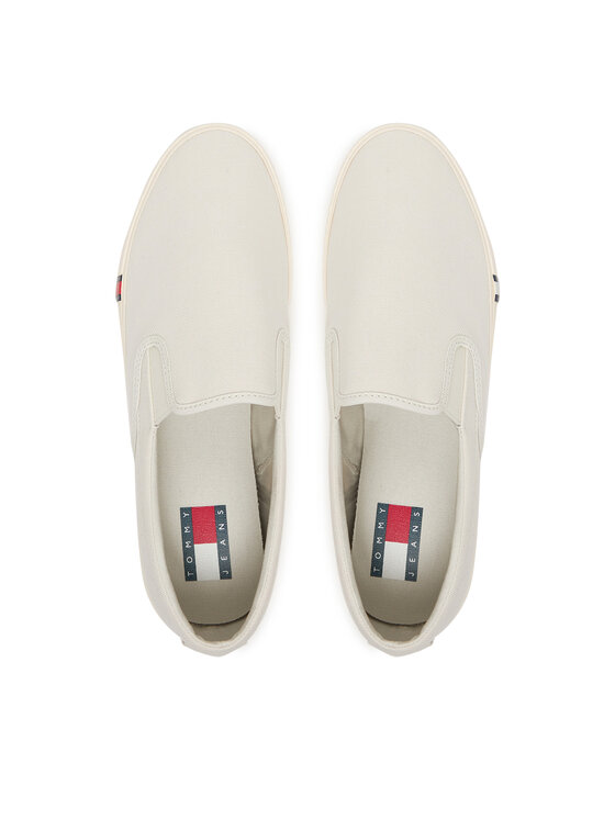 Tommy Jeans Tenis superge Tommy Jeans Archive Vulc. Y2K Slip On EM0EM01675 Bela