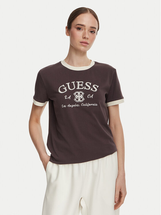 Guess Guess Футболка V6YI18 K4320 Коричневий Regular Fit