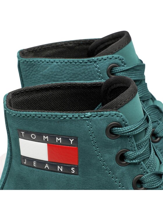 Tommy Jeans Laisvalaikio batai Tommy Jeans Nubuck Mid Run Cleat EN0EN01982 Žalia