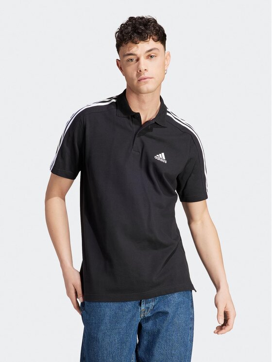 adidas adidas Поло Essentials Piqué Embroidered Small Logo 3-Stripes Polo Shirt IC9310 Чорний Regular Fit