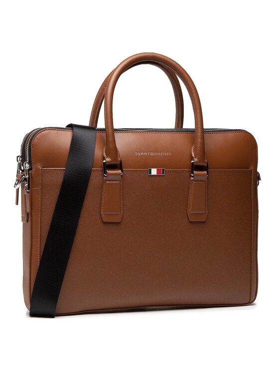 Tommy Hilfiger Portatīvā datora soma Tommy Hilfiger Business Leather Slim Comp AM0AM068420 Brūns