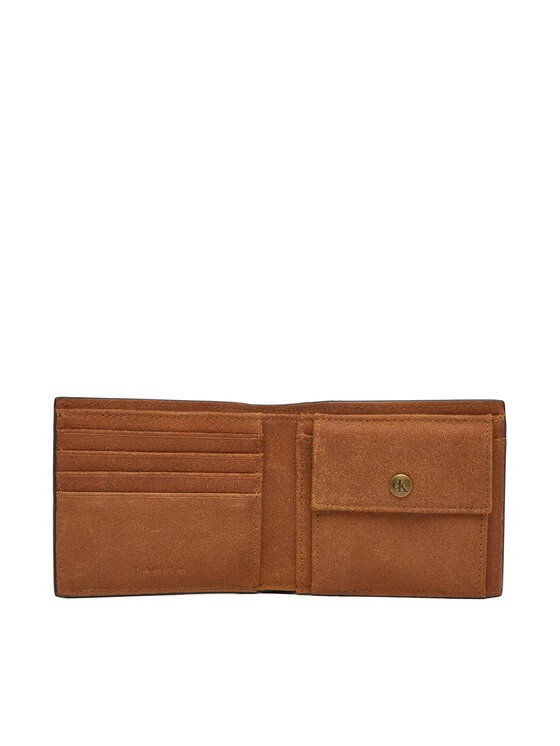 Calvin Klein Portofel Calvin Klein Bold Ck Suede Billfold W/ Coin LV04D1365G Negru