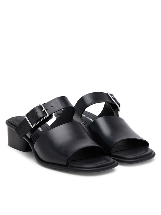 Calvin Klein Jeans Natikači Calvin Klein Jeans Heel Square Mg Buckle Lth YW0YW01701 Črna
