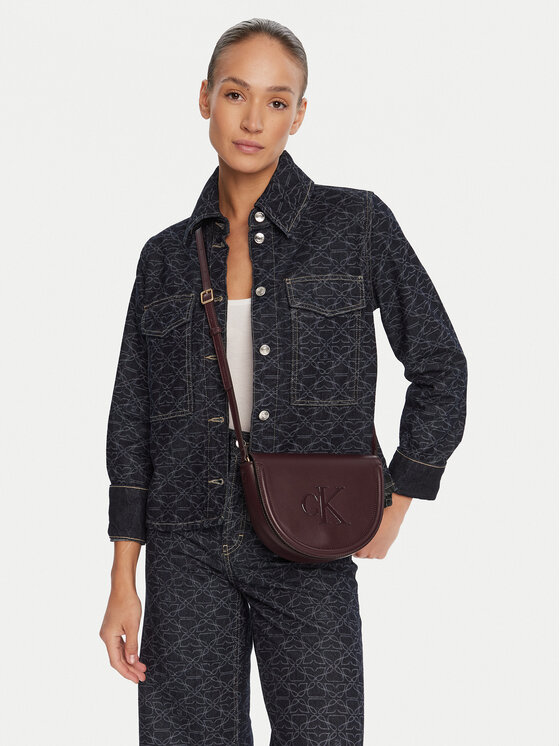 Calvin Klein Τσάντα Calvin Klein Bold Ck Saddle Crossbody LV04F3221G Μπορντό