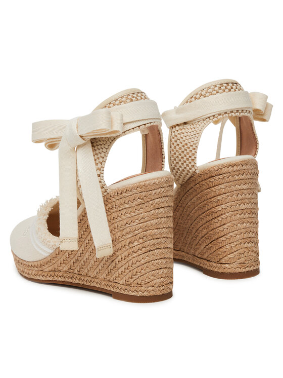 Tommy Hilfiger Еспадрили Tommy Hilfiger Fringe Canvas High Wedge FW0FW08878 Екрю