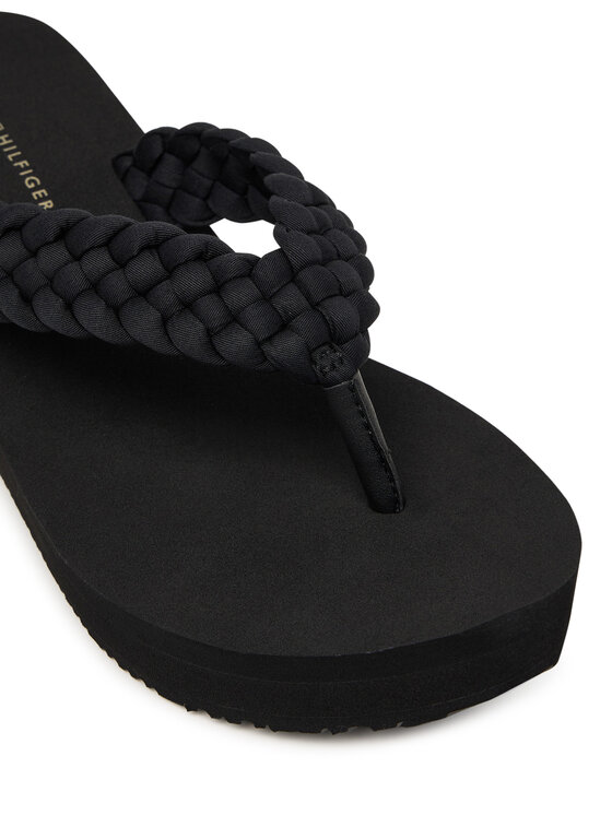 Tommy Hilfiger Japanke Tommy Hilfiger Th Wedge Braided Summer Sandal FW0FW09198 Crna