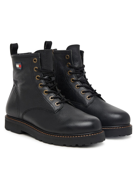 Tommy Jeans Зимни обувки Tommy Jeans Archive '01 Tumble Lace Up Warm EM0EM01780 Черен
