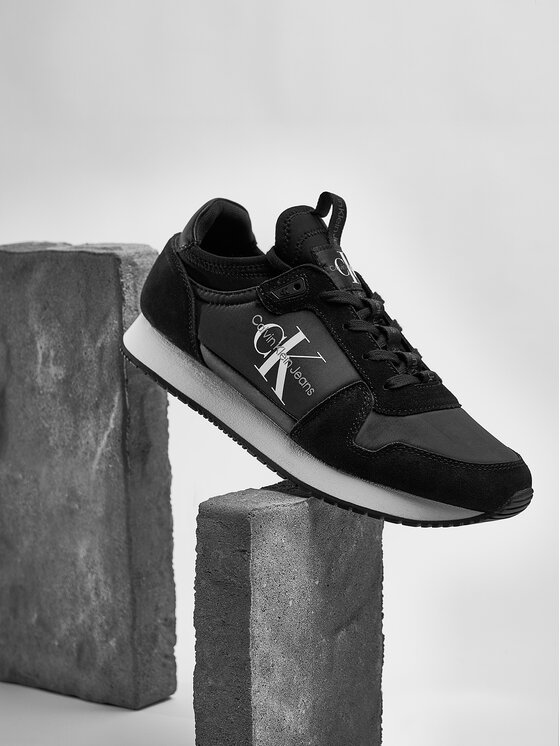 Calvin Klein Jeans Sneakersy Calvin Klein Jeans Runner Sock Laceup Ny-Lth W YW0YW00840 Černá