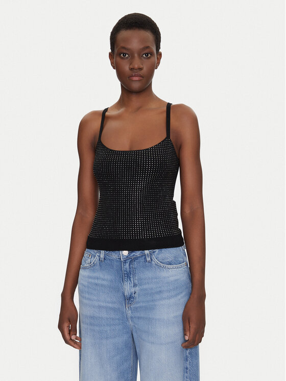 Guess Guess Τοπ W5GR47 Z3MN2 Μαύρο Regular Fit