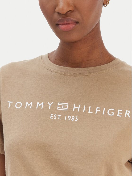 Tommy Hilfiger Tommy Hilfiger Camiseta Logo WW0WW40276 Beis Regular Fit