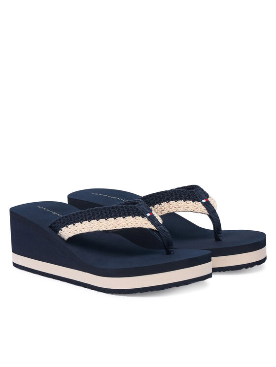 Tommy Hilfiger Žabky Tommy Hilfiger Th Wedge Crochet Summer Sandal FW0FW09420 Tmavomodrá