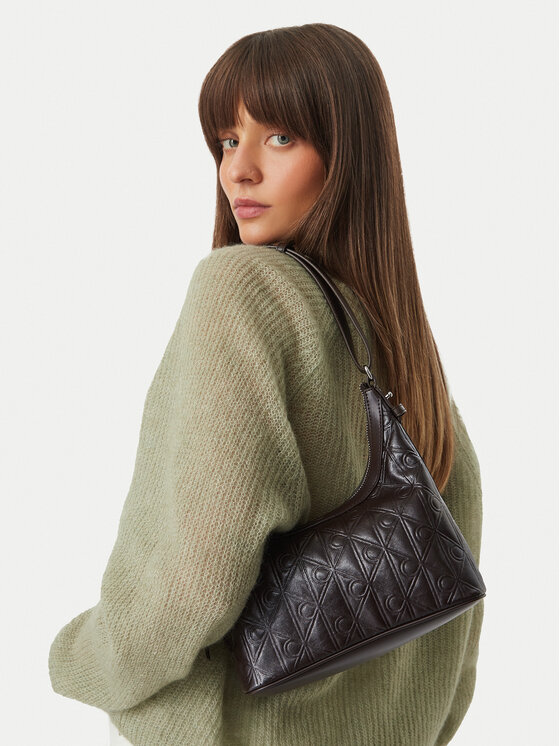 Calvin Klein Soma Calvin Klein Emblem Aop Debossed Shoulder Bag LV04F3874G Brūns