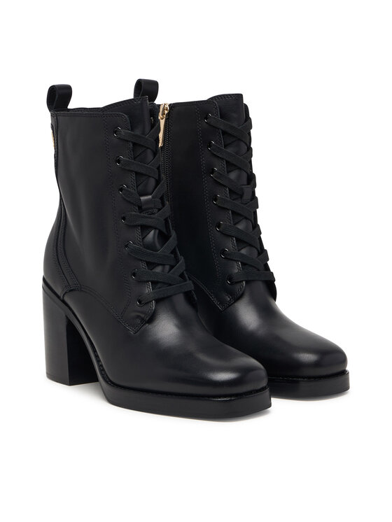 Tommy Hilfiger Trzewiki Tommy Hilfiger Ltr Square Toe Heel Lace-Up Boot FW0FW09554 Czarny