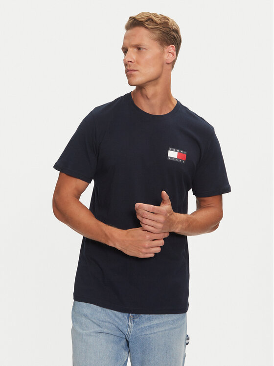 Tommy Jeans Tommy Jeans Marškinėliai Essential Flag DM0DM20740 Tamsiai mėlyna Slim Fit