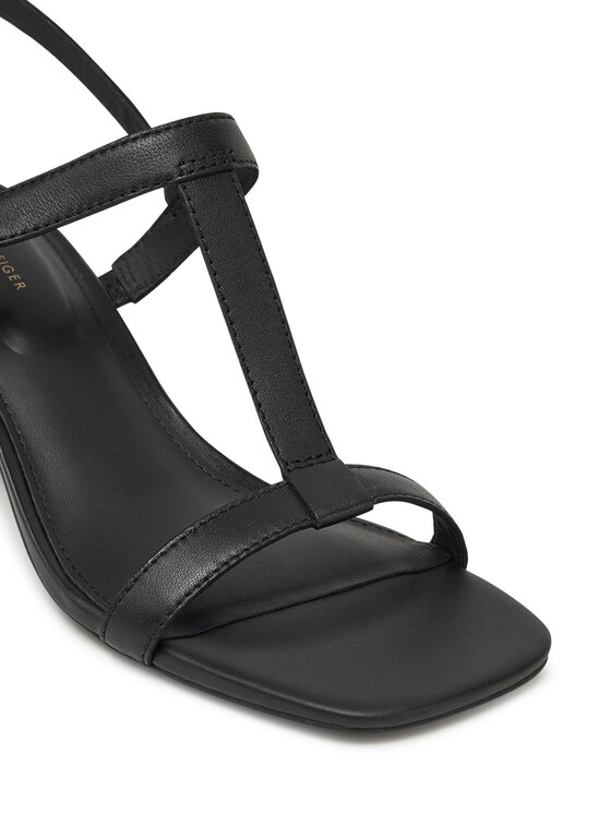 Tommy Hilfiger Sandale Tommy Hilfiger Leather Block Heel Sandal FW0FW08532 Negru