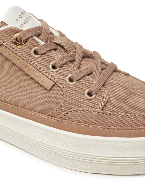 Tommy Hilfiger Laisvalaikio batai Tommy Hilfiger Essential Vulc Textile Sneaker FW0FW08323 Smėlio