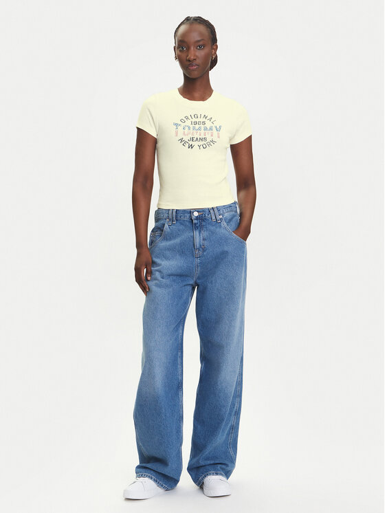 Tommy Jeans Tommy Jeans T-shirt DW0DW21421 Crema Slim Fit