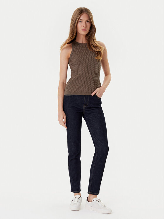 Tommy Hilfiger Tommy Hilfiger Top WW0WW45706 Rjava Slim Fit