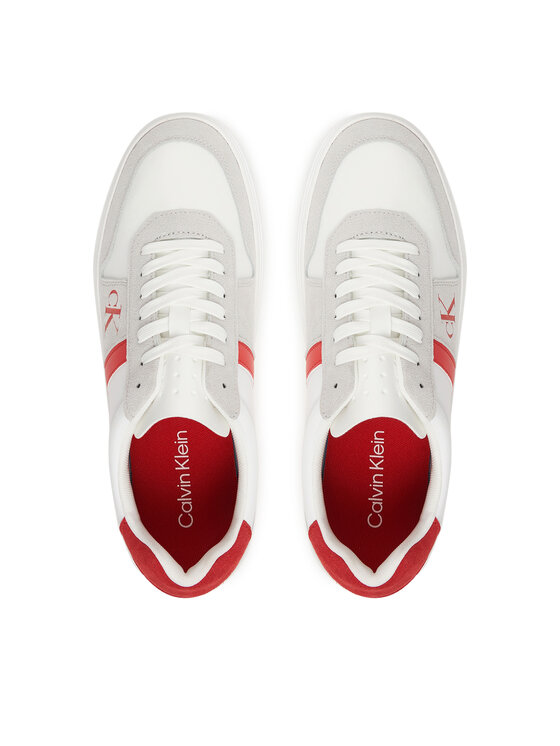 Calvin Klein Laisvalaikio batai Calvin Klein Mixed Texture Lace Up Cupsole Trainers YM0YM01395 Balta