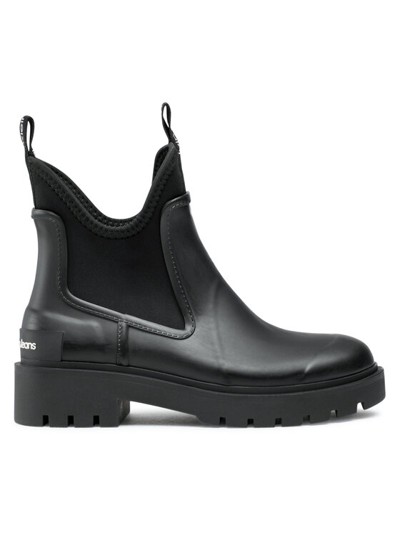 Calvin Klein Jeans Holínky Calvin Klein Jeans Mid Rainboot Chelsea YW0YW01034 Černá