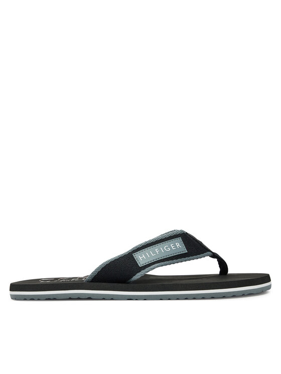 Tommy Hilfiger Čības uz pirksta Tommy Hilfiger Patch Hilfiger Beach Sandal FM0FM05435 Melns