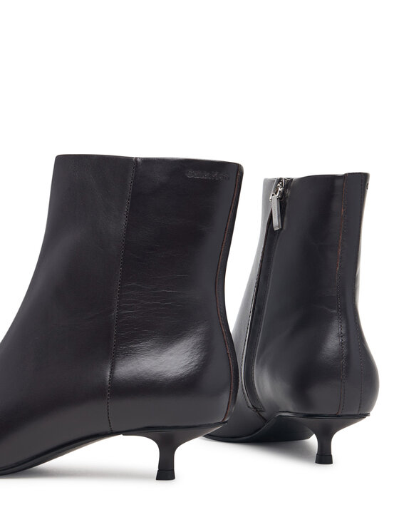 Calvin Klein Боти Calvin Klein Kitten Heel Ankle Boot Lth HW0HW03165 Тъмнокафяв