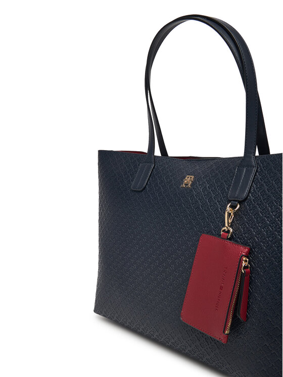 Tommy Hilfiger Soma Tommy Hilfiger Th Icon Tote Mono AW0AW19004 Tumši zils