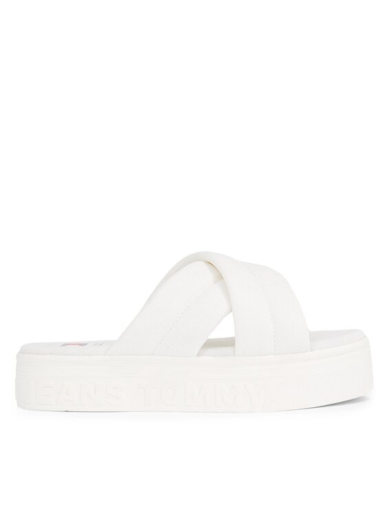 Tommy Jeans Natikači Tommy Jeans Tjw Lettering Flatform Sandal EN0EN02465 Écru