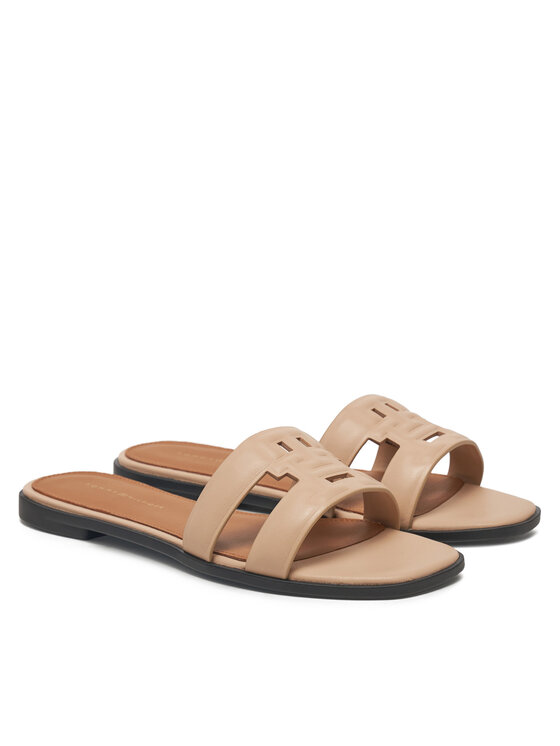 Tommy Hilfiger Şlapi Tommy Hilfiger Th Logo Strap Mule FW0FW08671 Bej