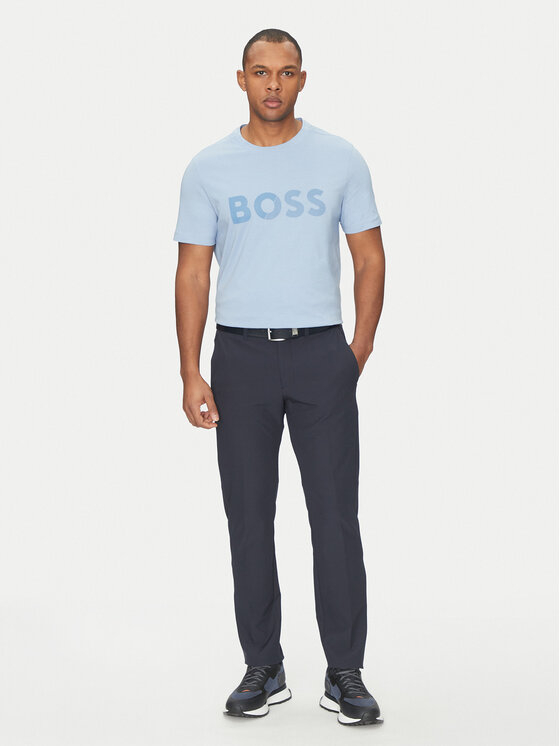 BOSS BOSS T-shirt Tape Logo 50530990 Celeste Regular Fit