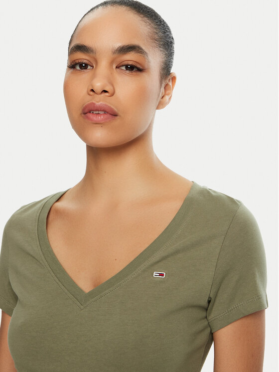 Tommy Jeans Tommy Jeans Póló DW0DW20458 Zöld Slim Fit