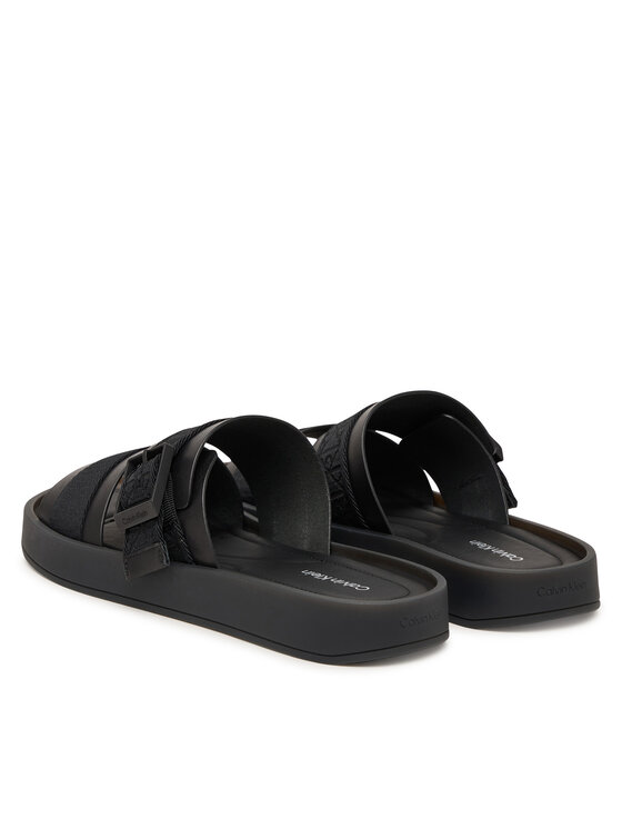 Calvin Klein Şlapi Calvin Klein Ergon Buckle Sandal Wb Lth Aop HM0HM02096 Negru