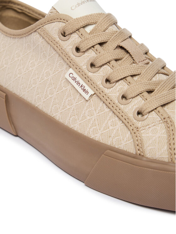 Calvin Klein Кецове Calvin Klein Vulc Low Laceup Aop Canvas HW0HW03142 Бежов
