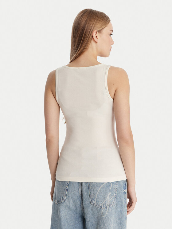 Guess Jeans Guess Jeans Top W6RP20 KA0H1 Écru Slim Fit