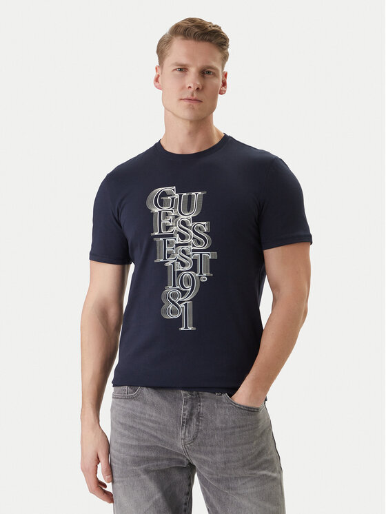 Guess Guess Футболка M6GI10 K2991 Cиній Slim Fit