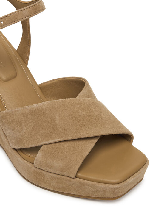 Tommy Hilfiger Сандали Tommy Hilfiger Suede Wrapped High Wedge FW0FW09218 Кафяв