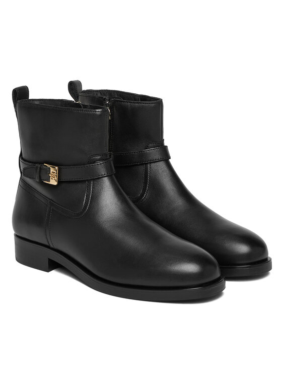 Tommy Hilfiger Stivaletti Tommy Hilfiger Th Buckle Riding Leather Bootie FW0FW08781 Nero