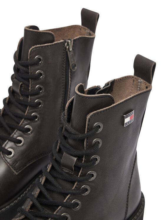 Tommy Jeans Turistická obuv Tommy Jeans Tjw Platform Brushed Lth Boots EN0EN03141 Černá