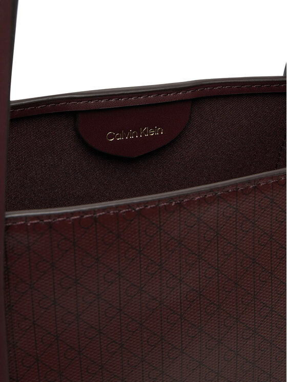 Calvin Klein Geantă Calvin Klein Emblem Aop Small Tote LV04F3267G Vișiniu