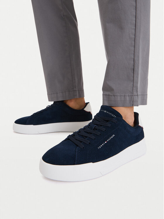 Tommy Hilfiger Laisvalaikio batai Tommy Hilfiger Th Court Core Suede FM0FM05716 Tamsiai mėlyna