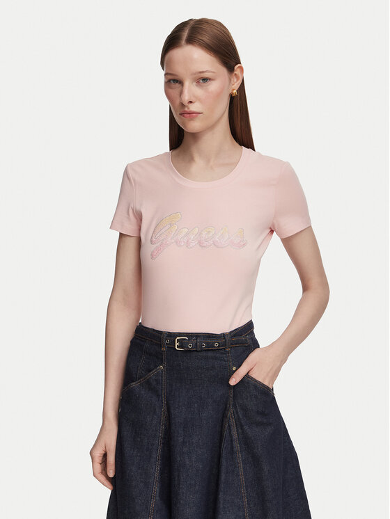 Guess Guess Camiseta W6YI56 K5028 Rosa claro Slim Fit