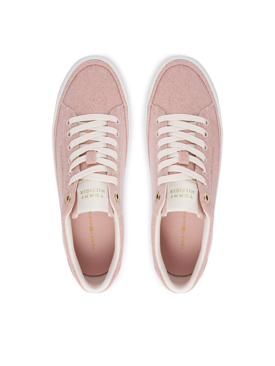 Tommy Hilfiger Snīkeri Tommy Hilfiger Washed Canvas Platform Trainers FW0FW09172 Rozā