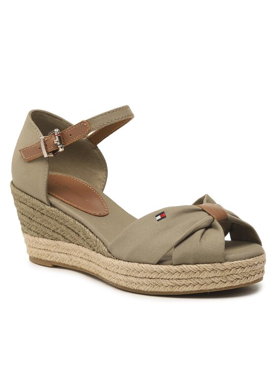 Tommy Hilfiger Espadrilles Tommy Hilfiger Basic Open Toe Mid Wedge FW0FW04785 Zaļš